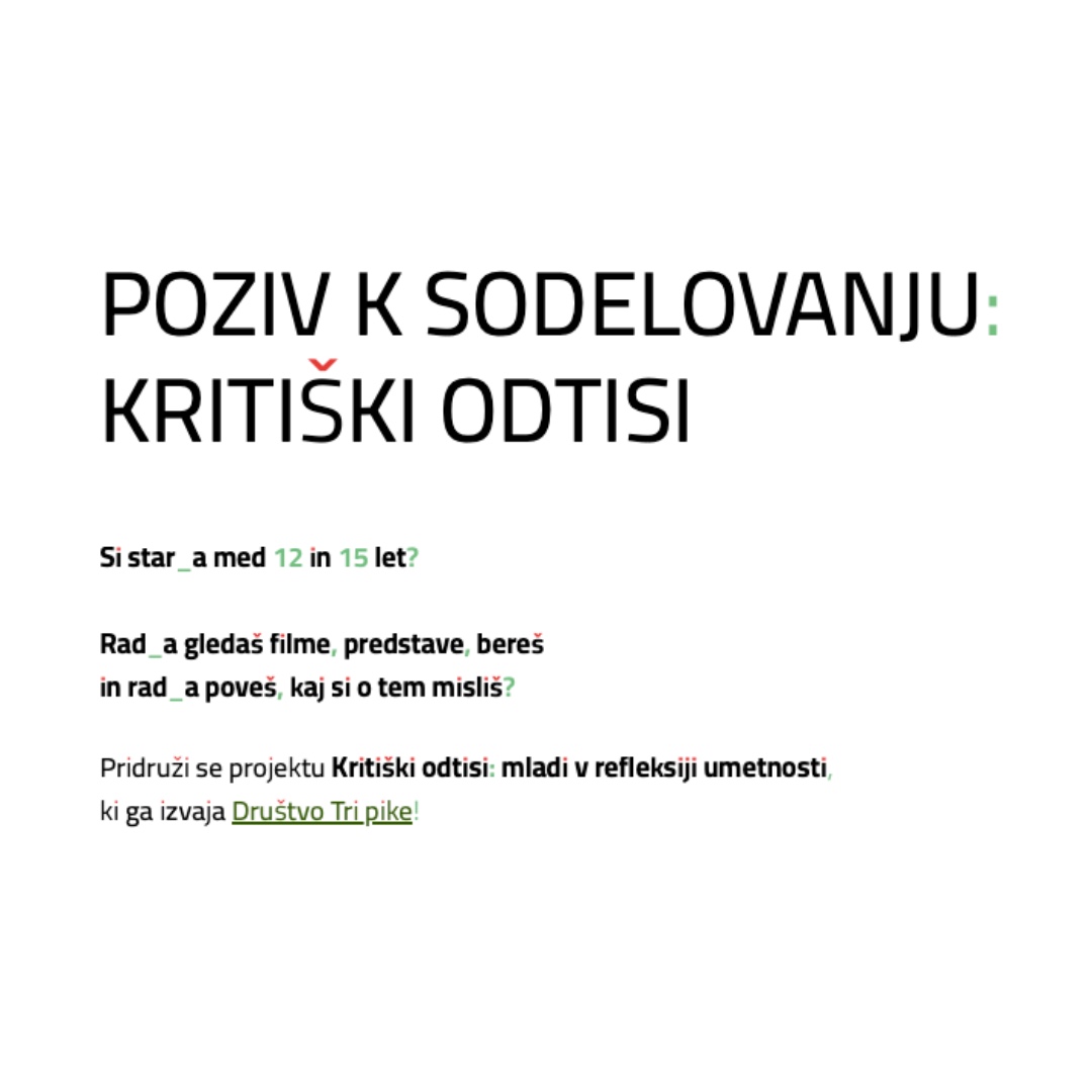 POZIV K SODELOVANJU: KRITIŠKI ODTISI